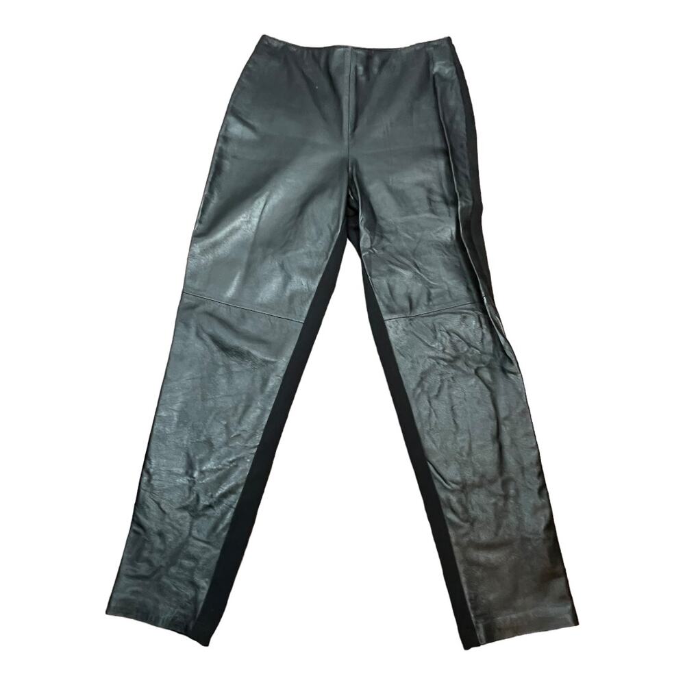 vintage Leather & Ribbed Stretch Pants 12 Retro Biker Punk Motorcycle Baddie 90s